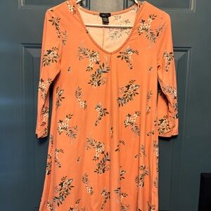 Rue21 Orange Floral Long Sleeve Dress